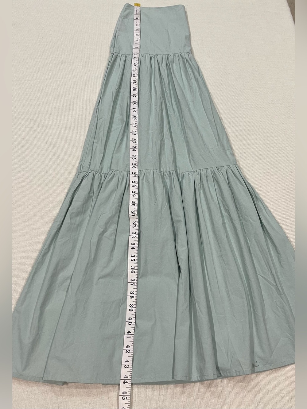 Mazik Top Tier Light Sage Green Tiered Ruffle Maxi Skirt Size Large - Picture 9 of 15